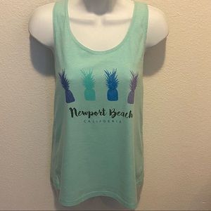 Newport Beach CA Sea-foam Green Razor Back Tank Top Size Small